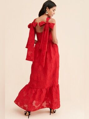 Sister Jane NWT Red Tie-Shoulder Floral Ava Bay Maxi Dress Size Small